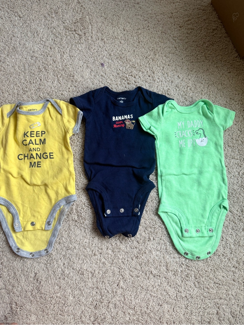Carter's Navy, Yellow & Mint Green Baby Bodysuit Set